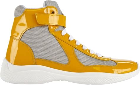 gold platform prada sneakers|prada leather high top sneakers.